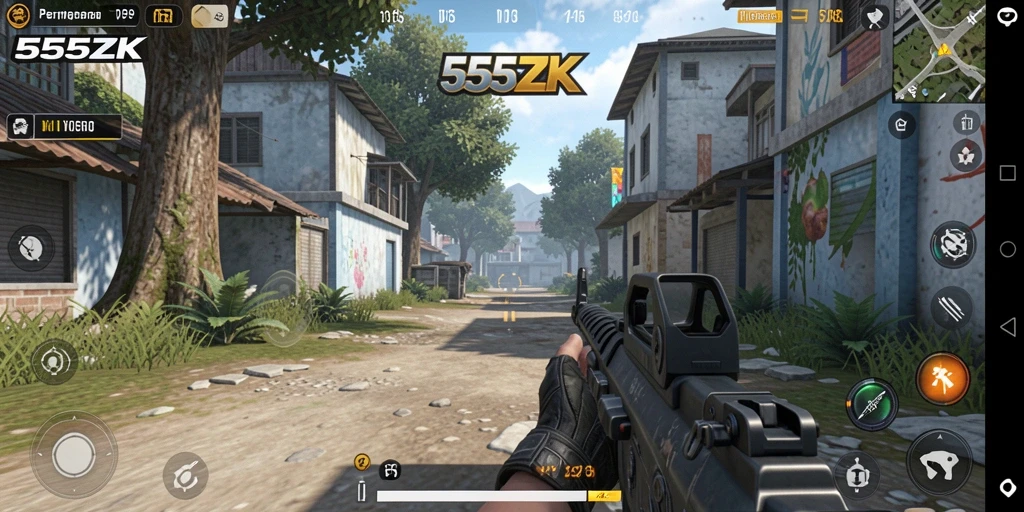 Gameplay seru dan intens di 555ZK saat bertempur di arena.