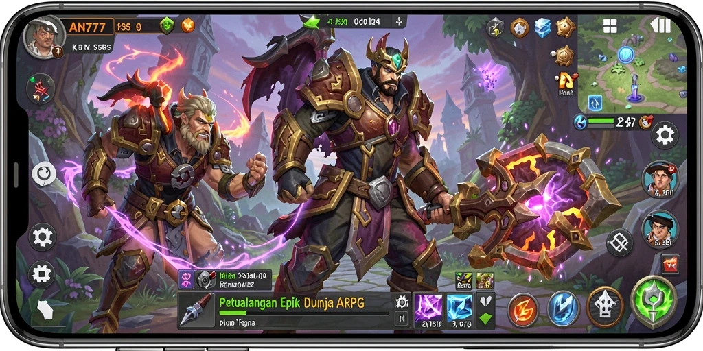 Gameplay ARPG yang menegangkan dalam AN777 dengan karakter dan dunia yang dinamis.