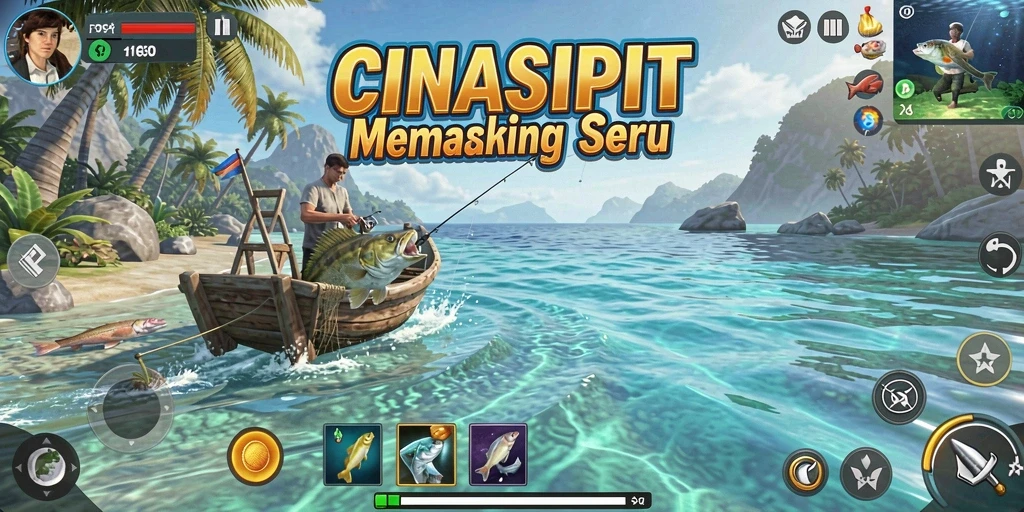 Tangkapan ikan yang besar dalam gameplay CINASIPIT.