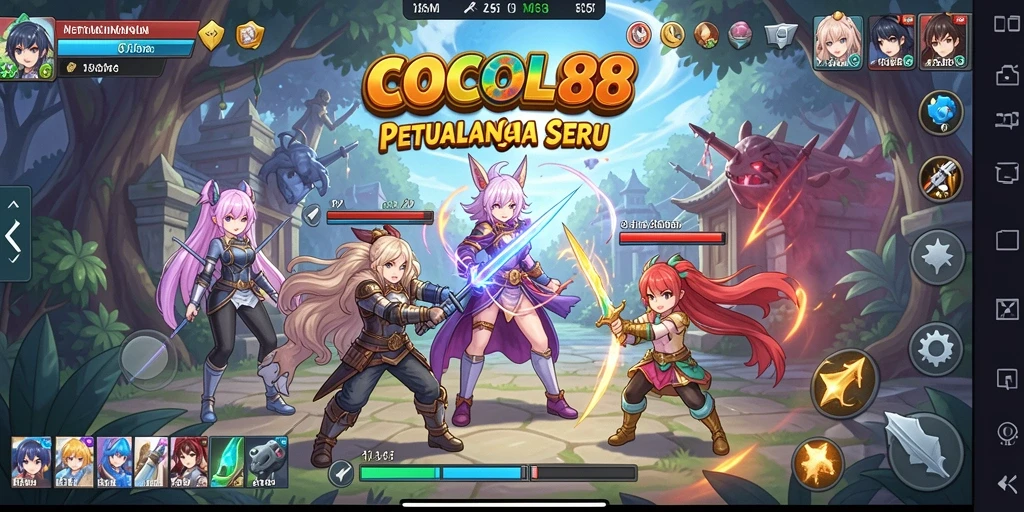 Tampilan gameplay COCOL88 yang penuh warna dan karakter Anime.