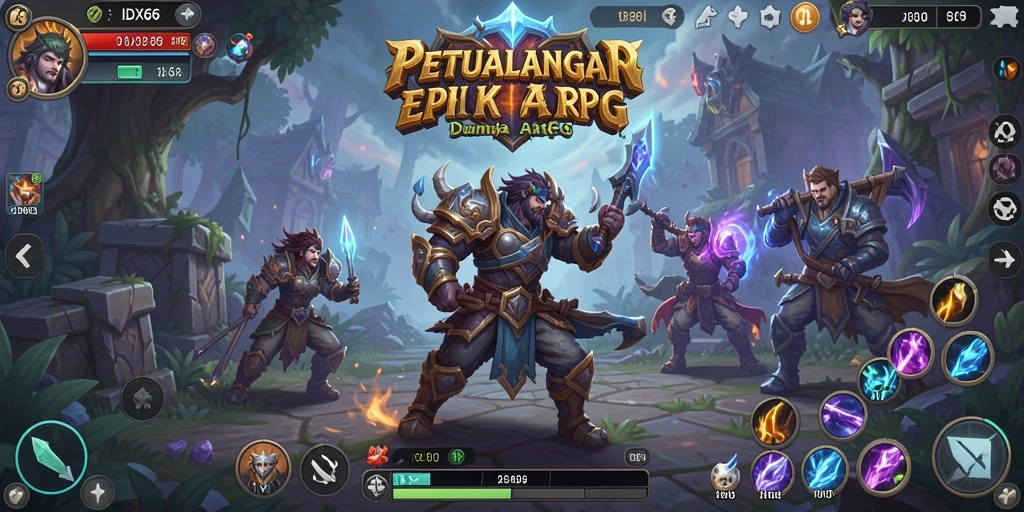 Tangkapan layar utama dari gameplay ARPG IDX66 yang epik.