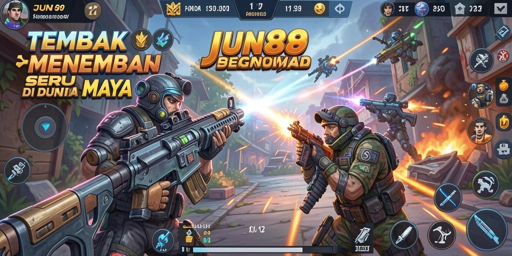 Tampilan dinamis gameplay TPS yang seru di JUN88.
