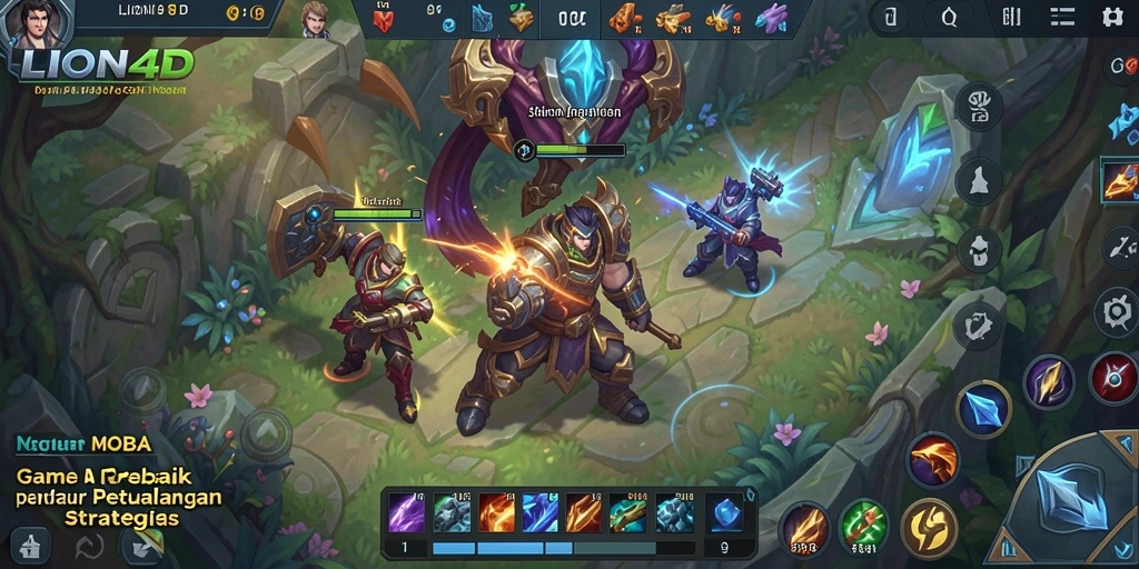 Tampilan gameplay LION4D yang mendebarkan di arena MOBA.
