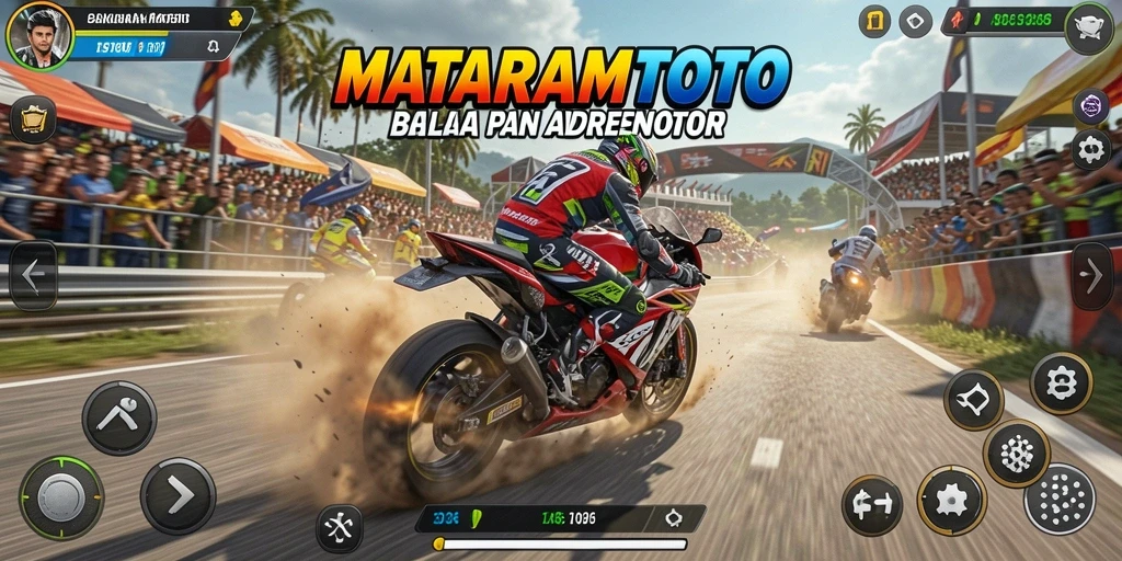 Gameplay seru di MATARAMTOTO, balapan motor yang mendebarkan.