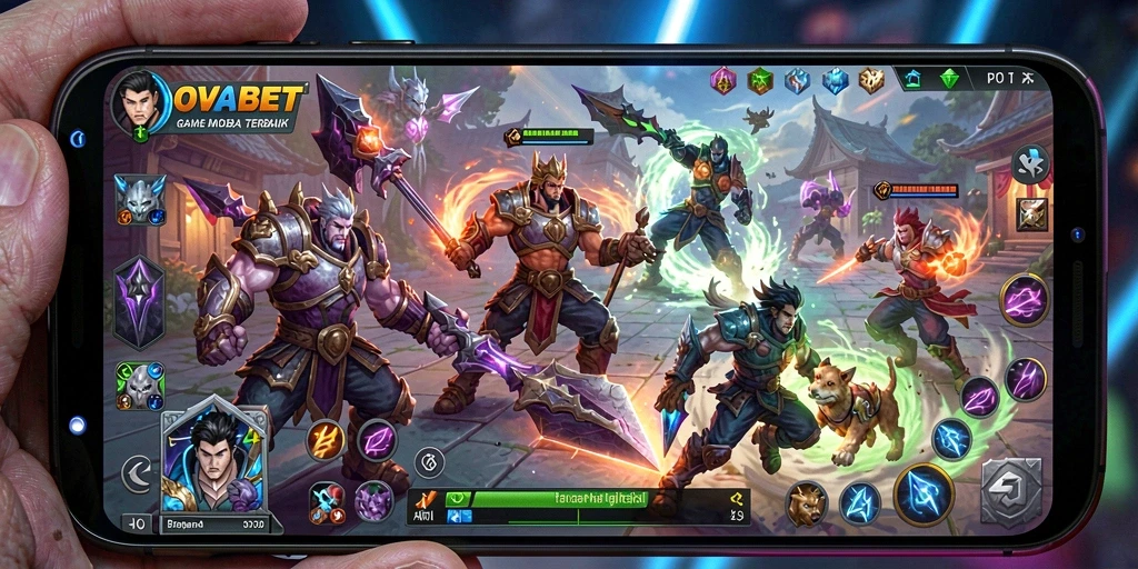 Tampilan gameplay seru dari OVABET dengan strategi MOBA yang mendebarkan.