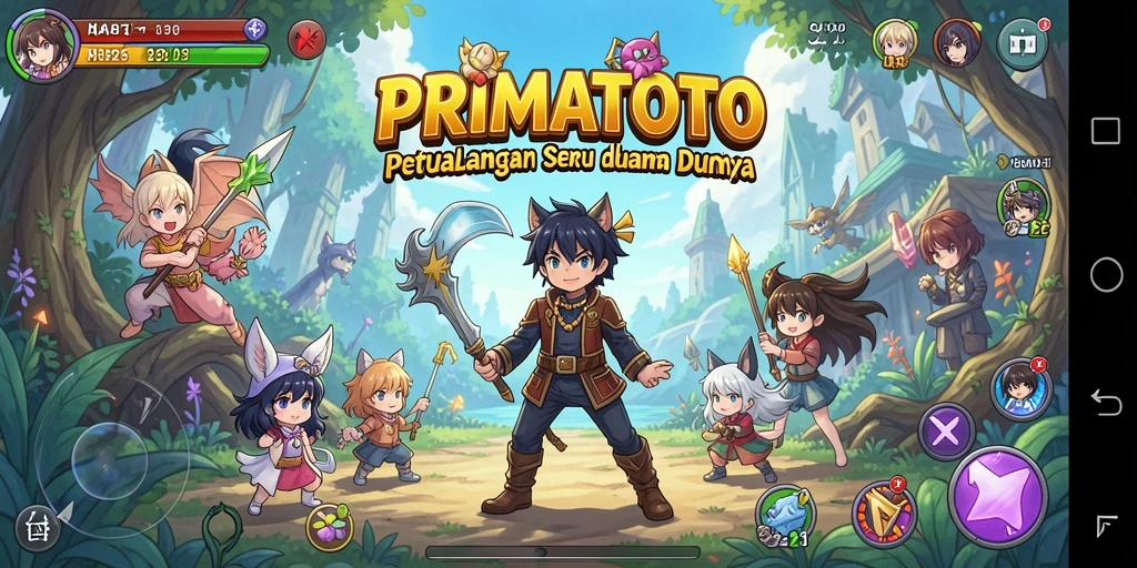 Tampilan gameplay seru PRIMATOTO dalam dunia anime.
