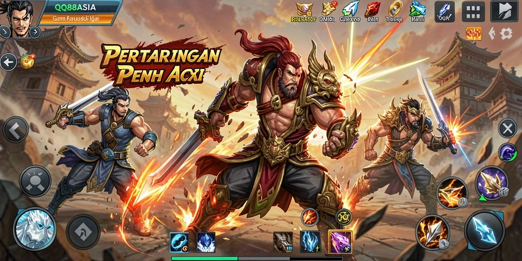 Tampilan gameplay seru dalam QQ88ASIA dengan aksi pertarungan yang mendebarkan.