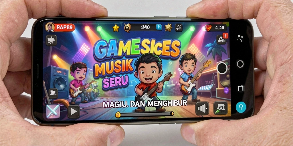 Tangkapan layar gameplay RAP89 yang menampilkan interaksi musik seru.