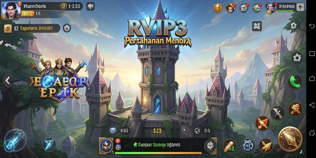 Gameplay seru dengan berbagai menara dan musuh di RVIP3.